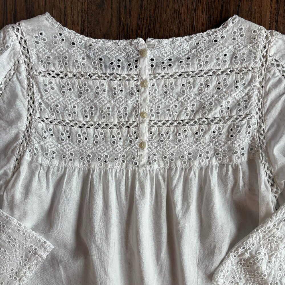 GAP cotton white eyelet lace blouse Medium - Picture 9 of 11
